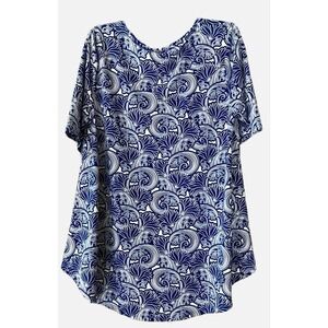 𝅺CHICO’S Short Sleeve Navy Blue Top Round Hem  Casual Career